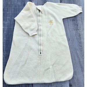 Vintage Gibbs Baby Sleeper Yellow 1970s Embroidered Bunny Unisex One Piece Warm